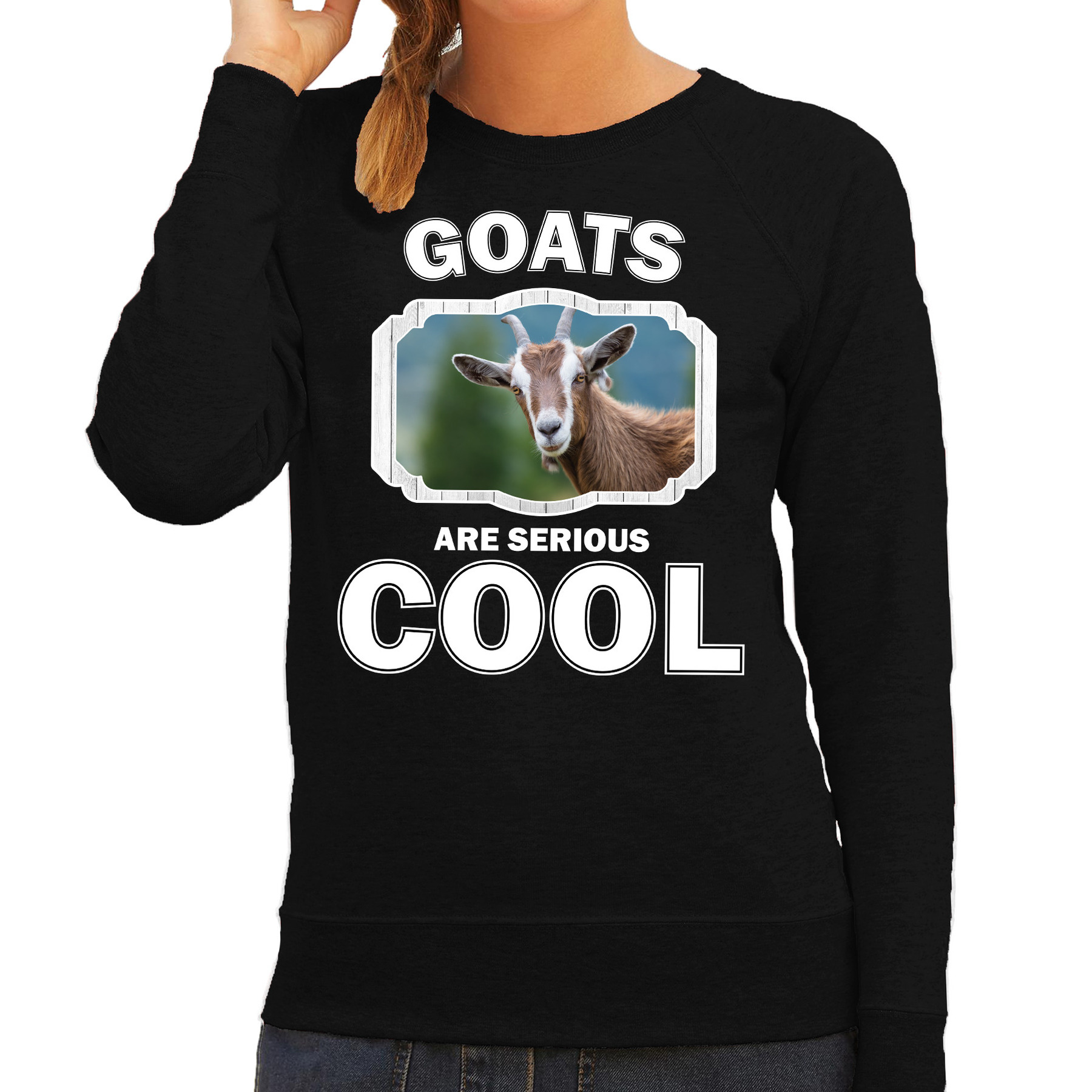Dieren geit sweater zwart dames - goats are cool trui