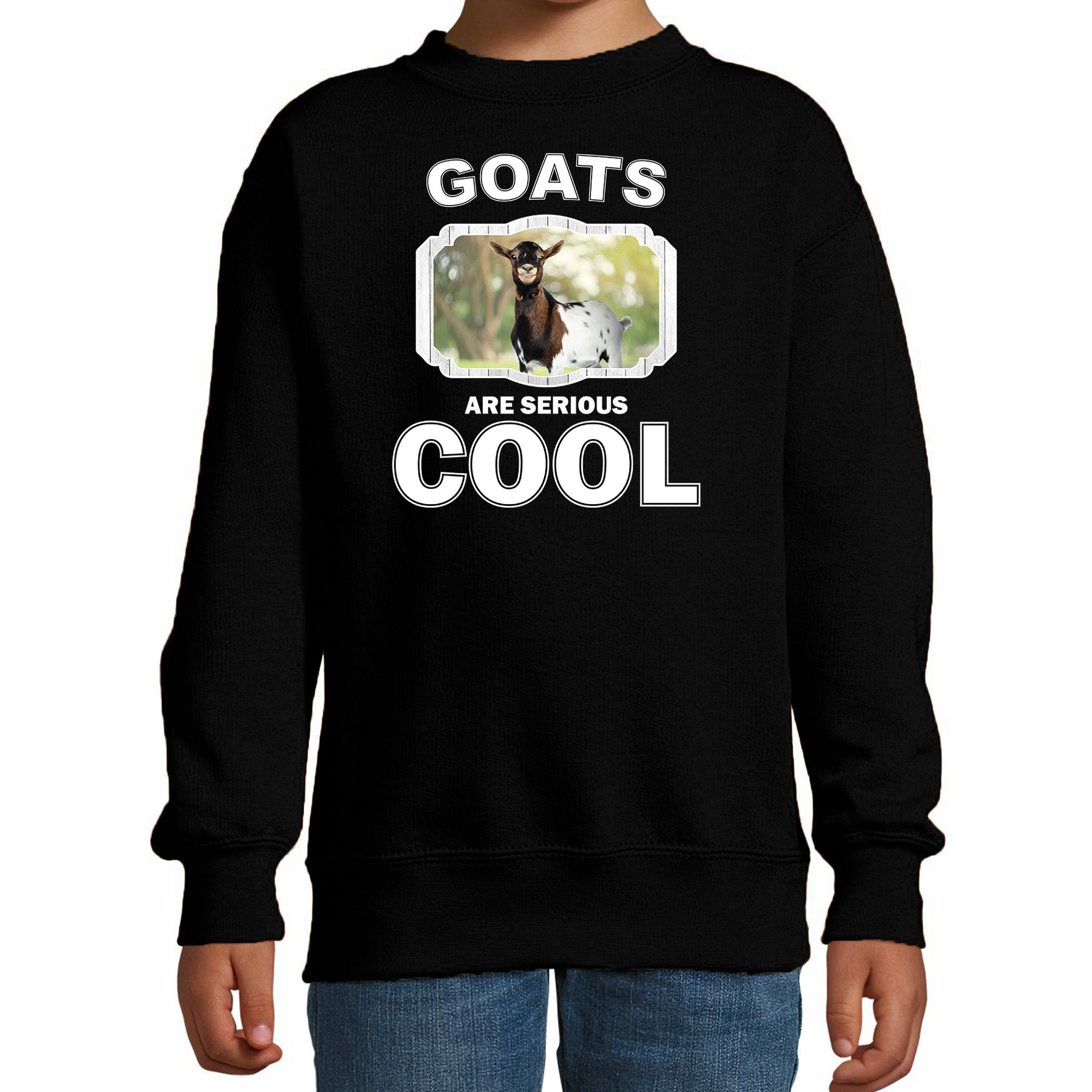Dieren gevlekte geit sweater zwart kinderen - goats are cool trui jongens en meisjes
