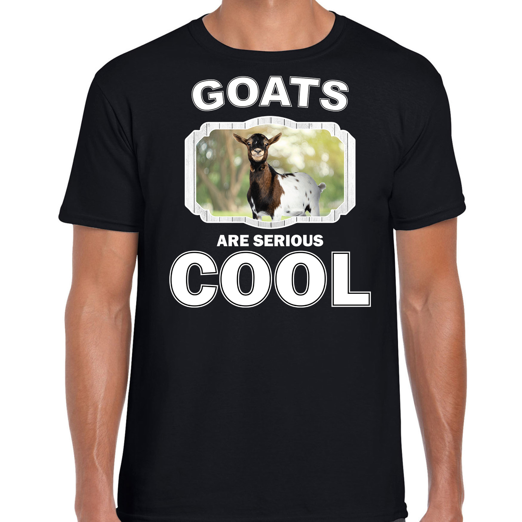 Dieren gevlekte geit t-shirt zwart heren - goats are cool shirt