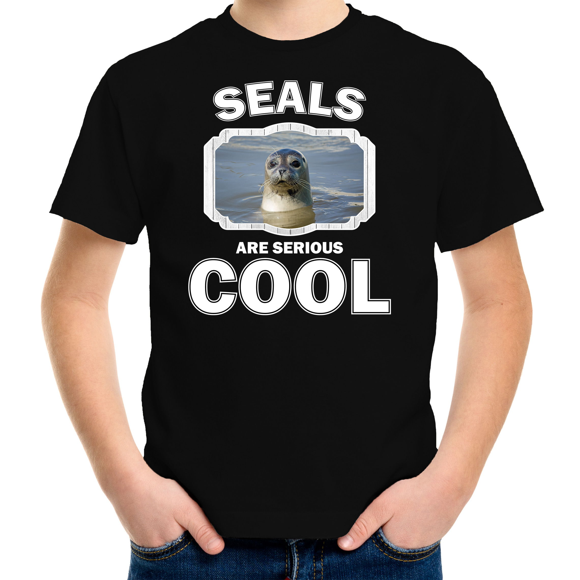 Dieren grijze zeehond t-shirt zwart kinderen seals are cool shirt jongens en meisjes