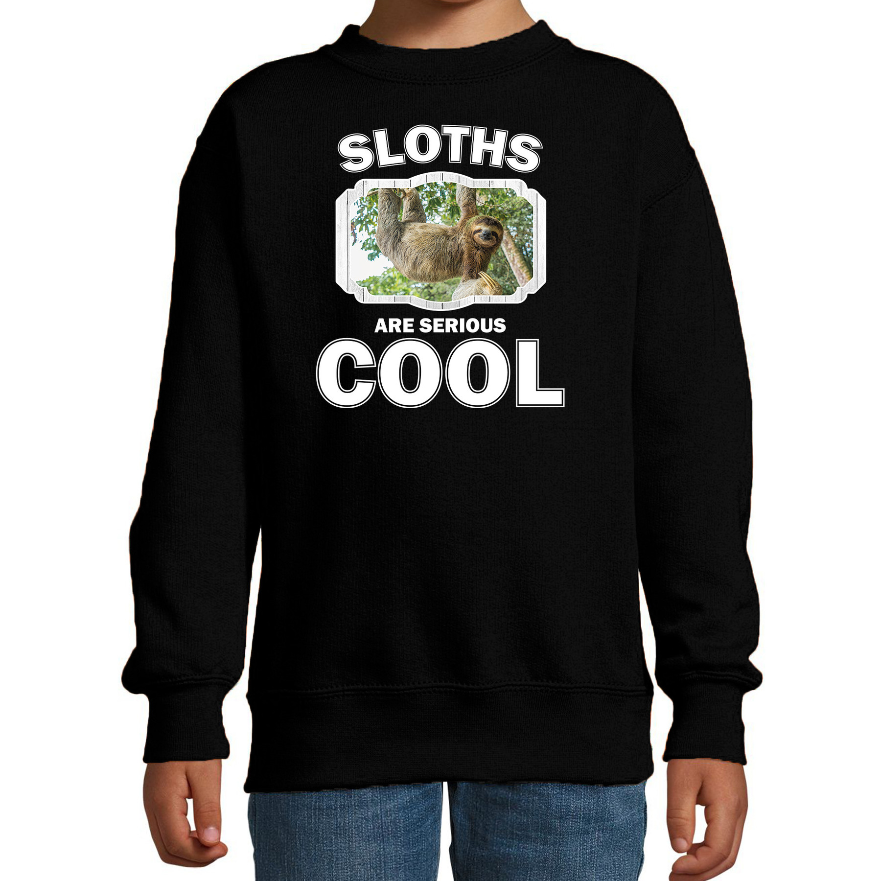 Dieren hangende luiaard sweater zwart kinderen - sloths are cool trui jongens en meisjes