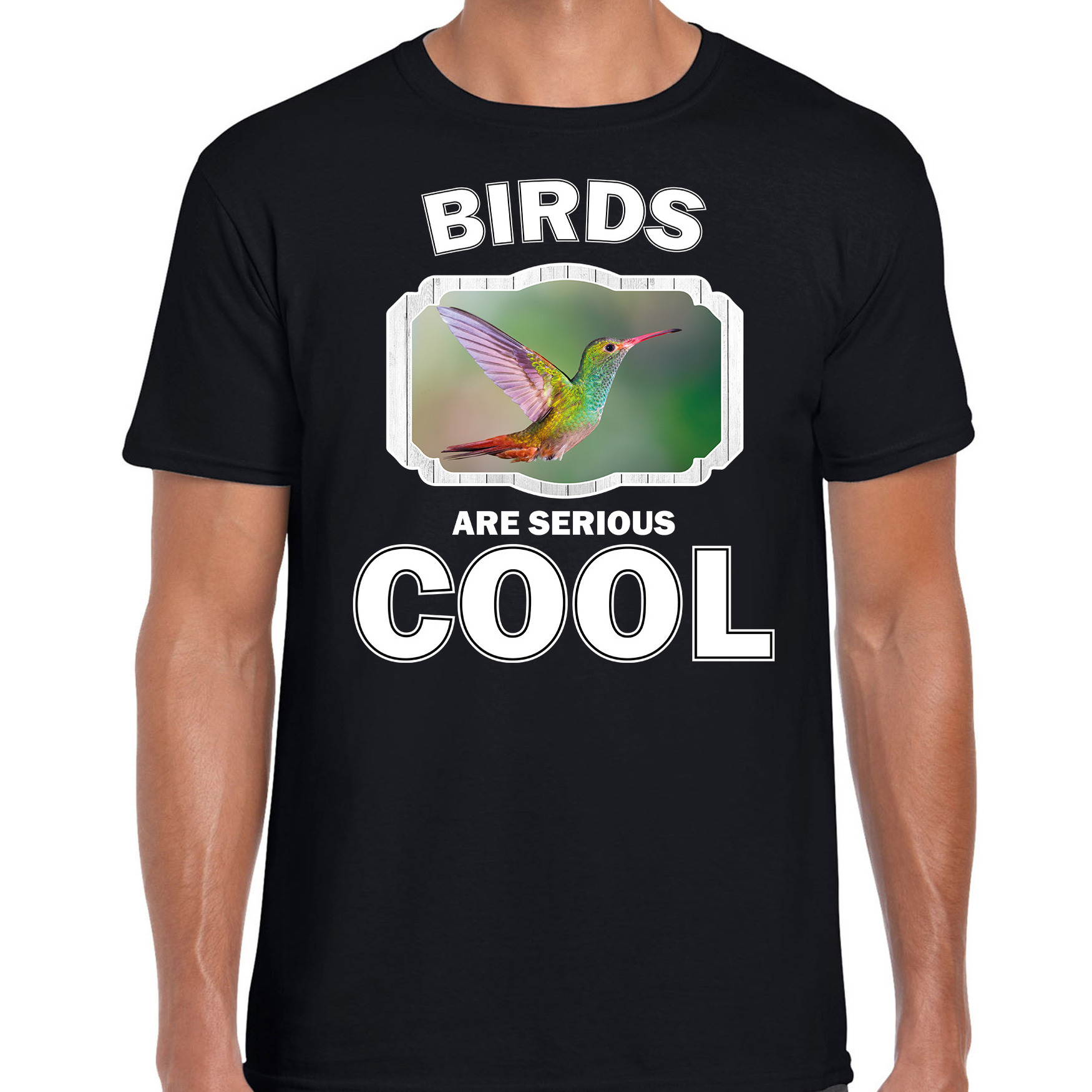 Dieren kolibrie vogel t-shirt zwart heren birds are cool shirt
