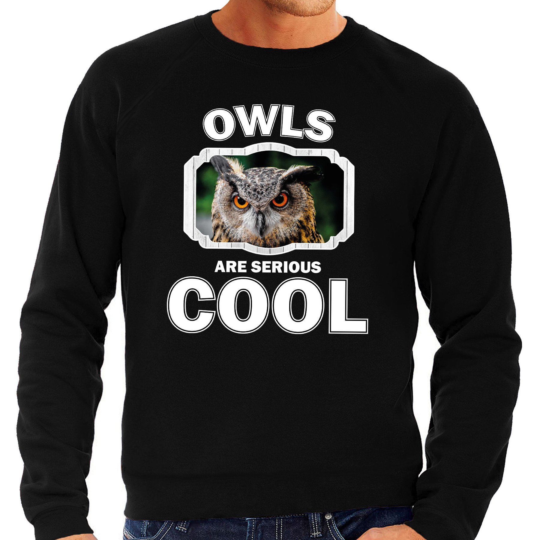 Dieren uil sweater zwart heren - owls are cool trui