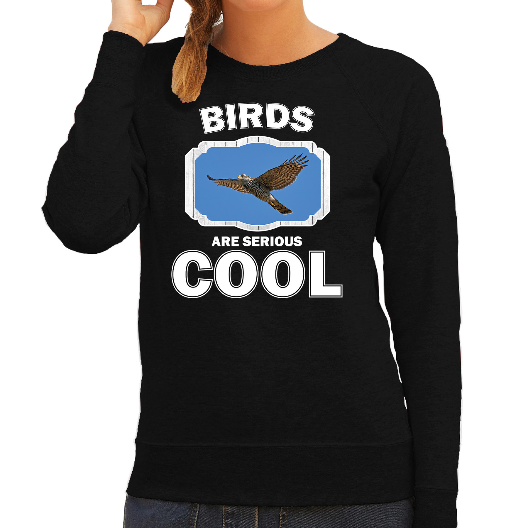 Dieren vliegende havik roofvogel sweater zwart dames - birds are cool trui