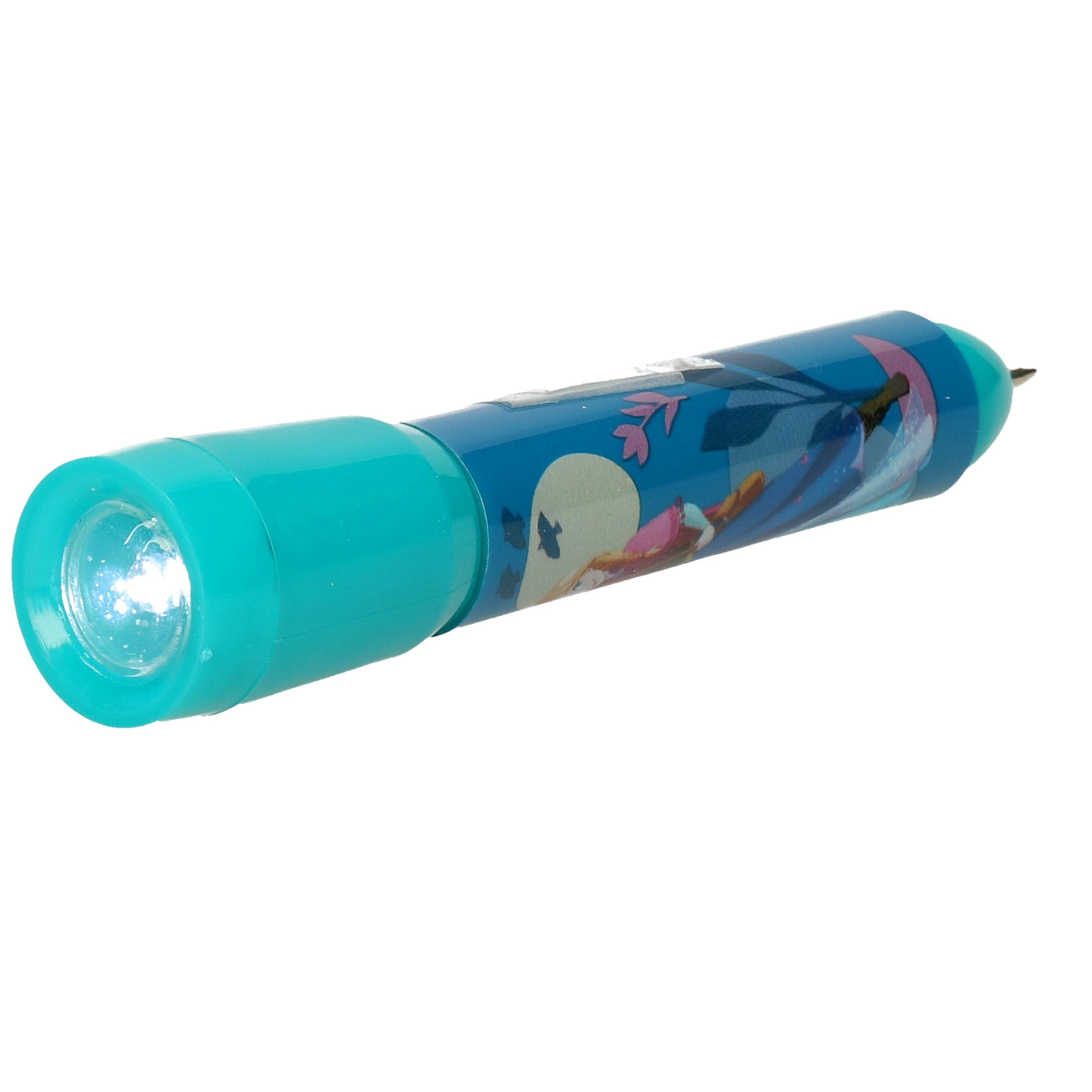 Disney Frozen kinder zaklamp-leeslamp met pen blauw kunststof 12 x 2 cm