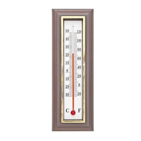 Donkerbruine buiten thermometer 5 x 16 cm