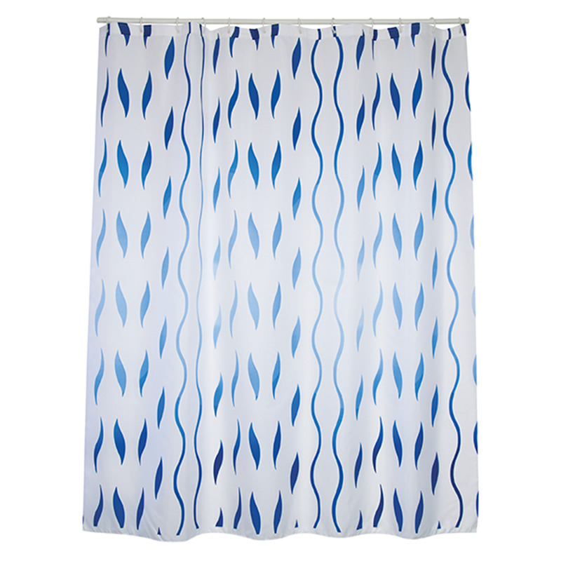 Douchegordijn wit-blauw golven print Polyester 180 x 200 cm wasbaar