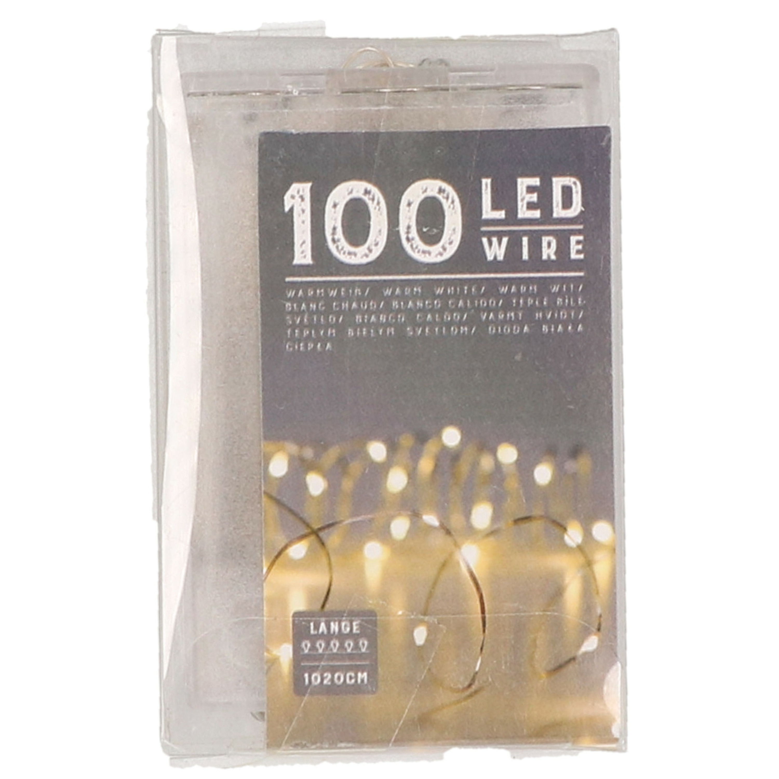 Draadverlichting lichtsnoer met 100 lampjes warm wit op batterij 1000 cm