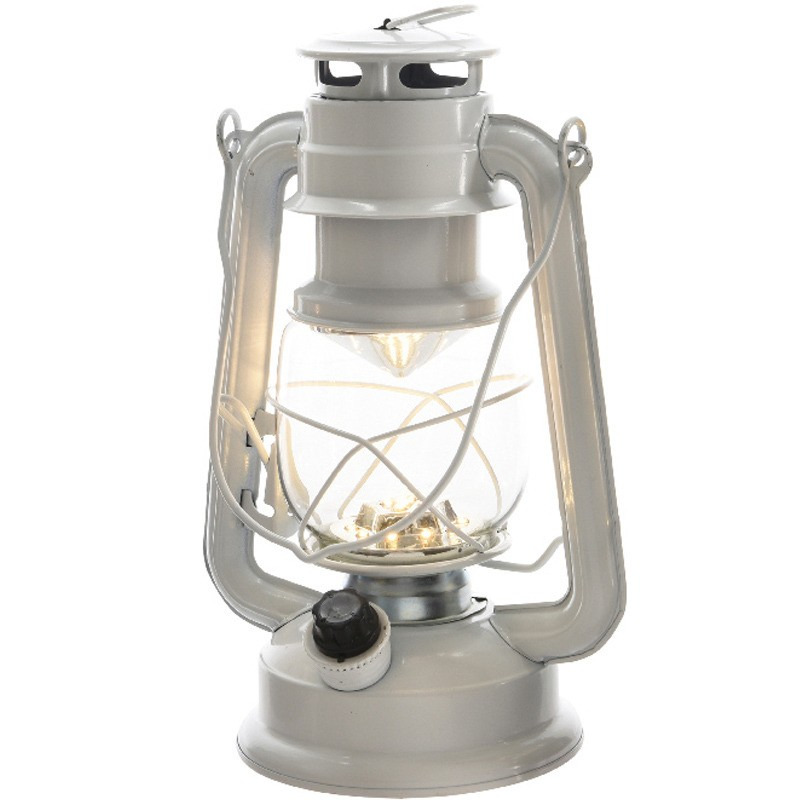 Draagbare witte lamp-lantaarn 24 cm met LED lampjes verlichting