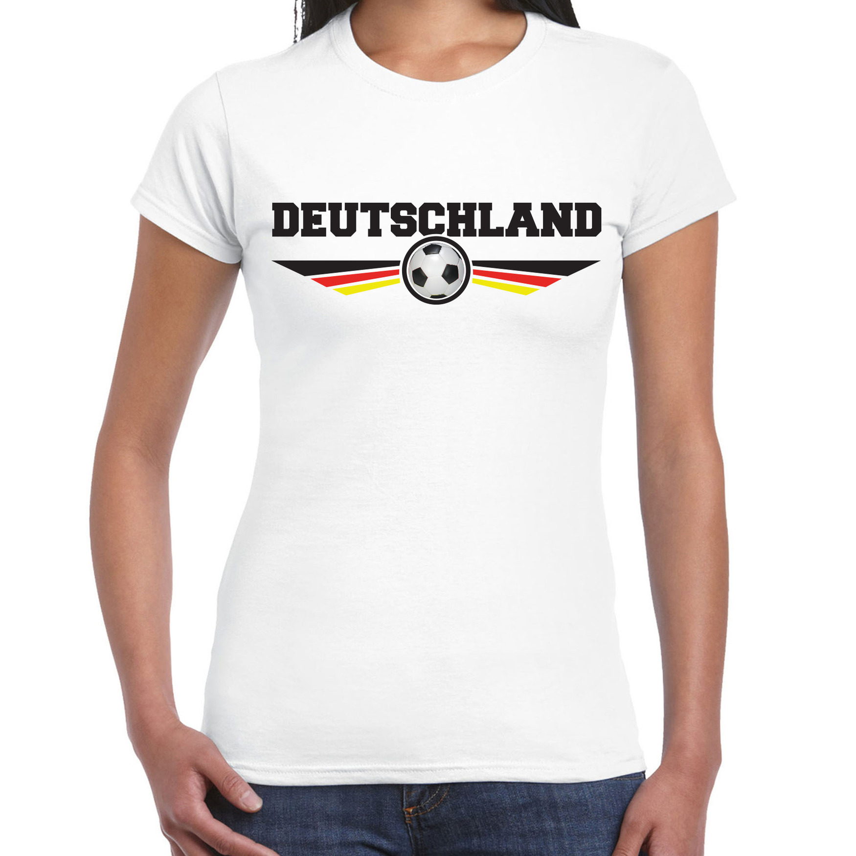 Duitsland-Deutschland landen-voetbal t-shirt wit dames