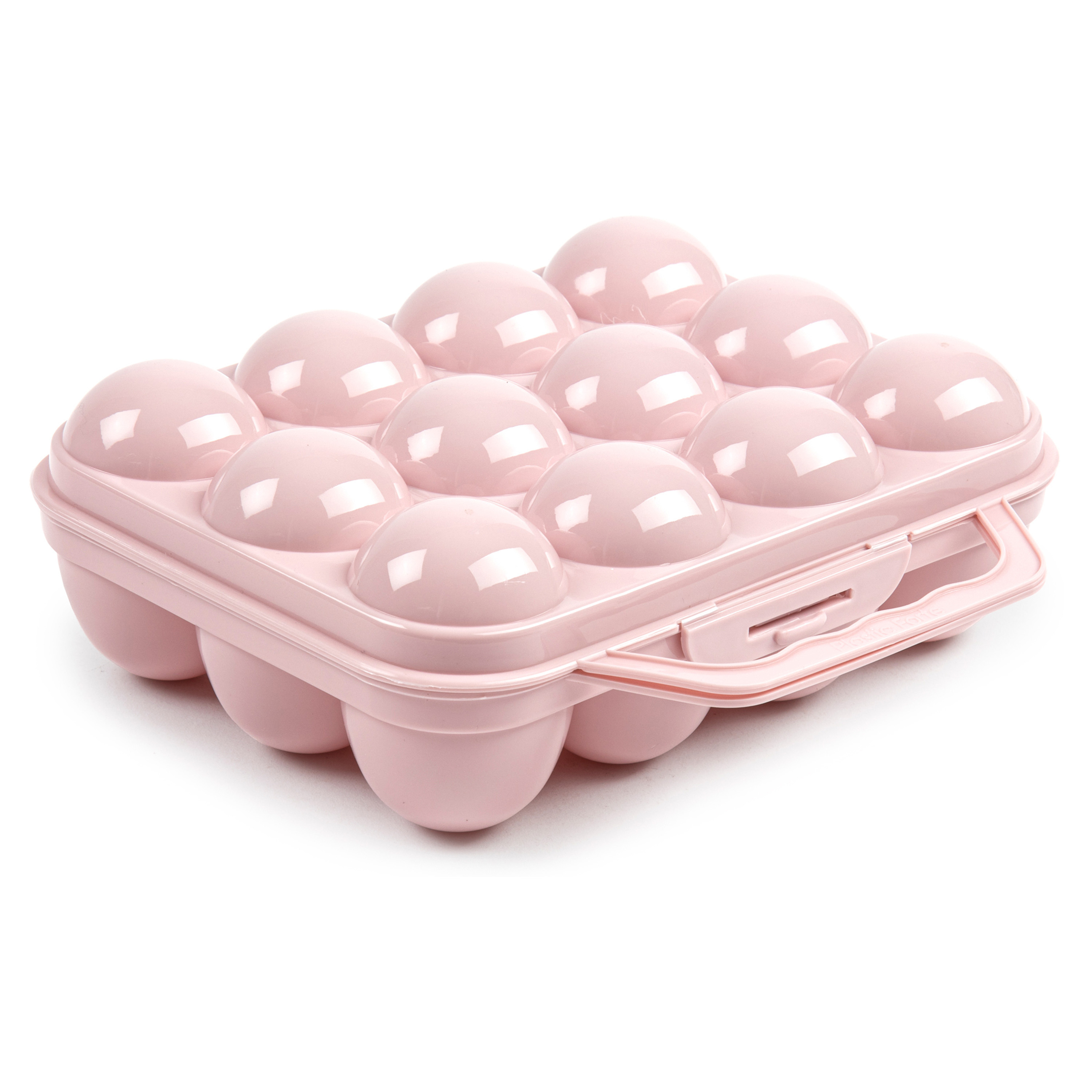 Eierdoos koelkast organizer eierhouder 12 eieren licht roze kunststof 20 x 18,5 cm