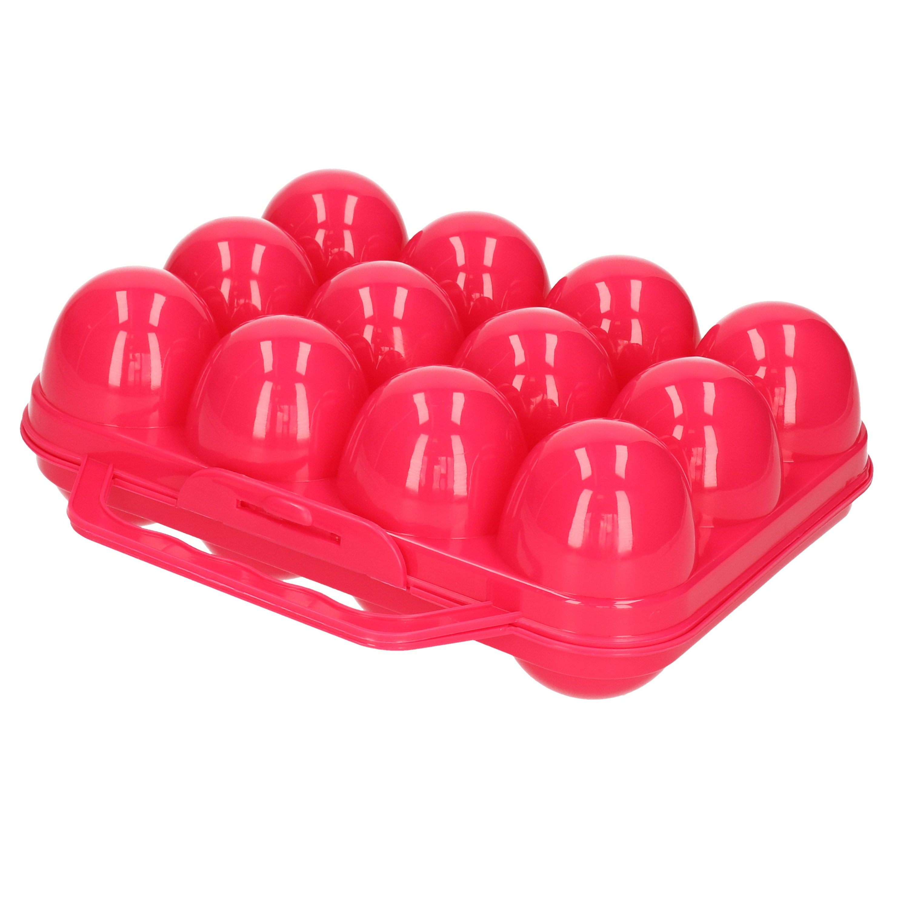 Eierdoos koelkast organizer eierhouder 12 eieren roze kunststof 20 x 18,5 cm