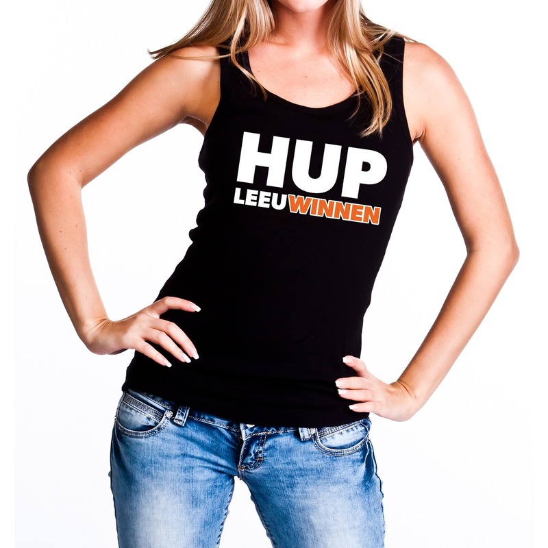 EK-WK supporter tanktop-hemd Hup Leeuwinnen zwart voor dames