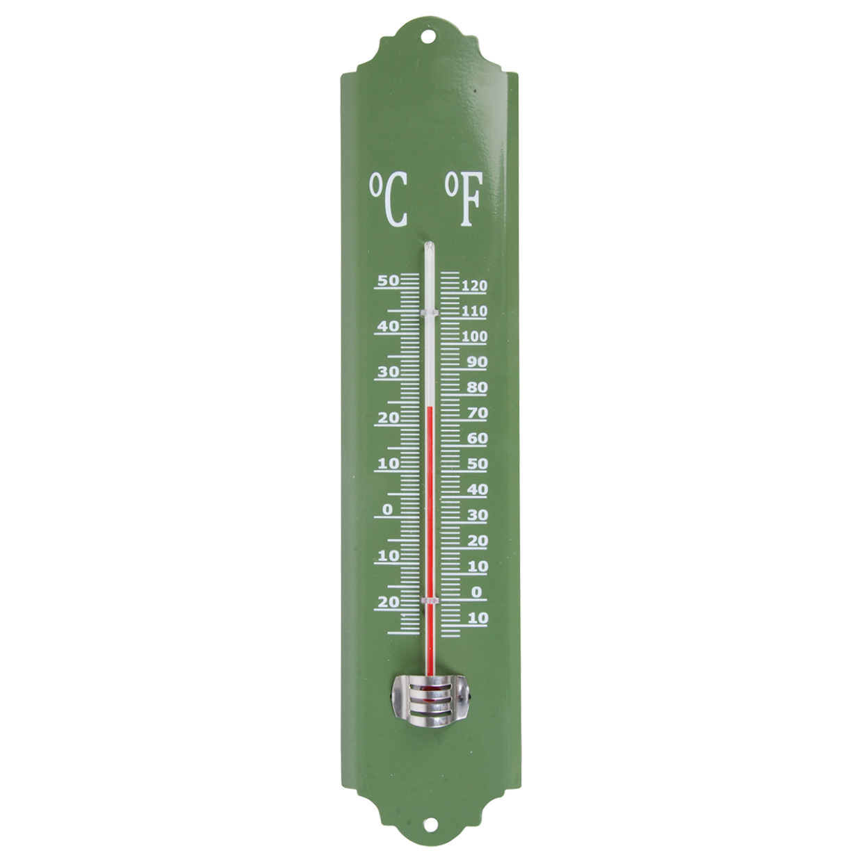 Esschert design thermometer voor binnen en buiten donkergroen 30 x 7 cm Celsius-fahrenheit