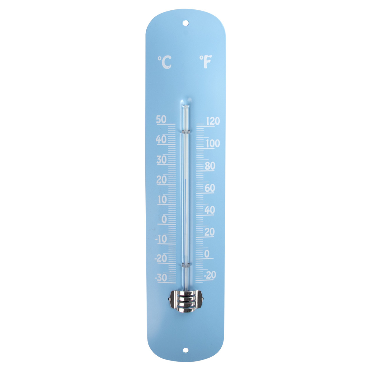 Esschert design thermometer voor binnen en buiten lichtblauw 30 x 7 cm Celsius-fahrenheit