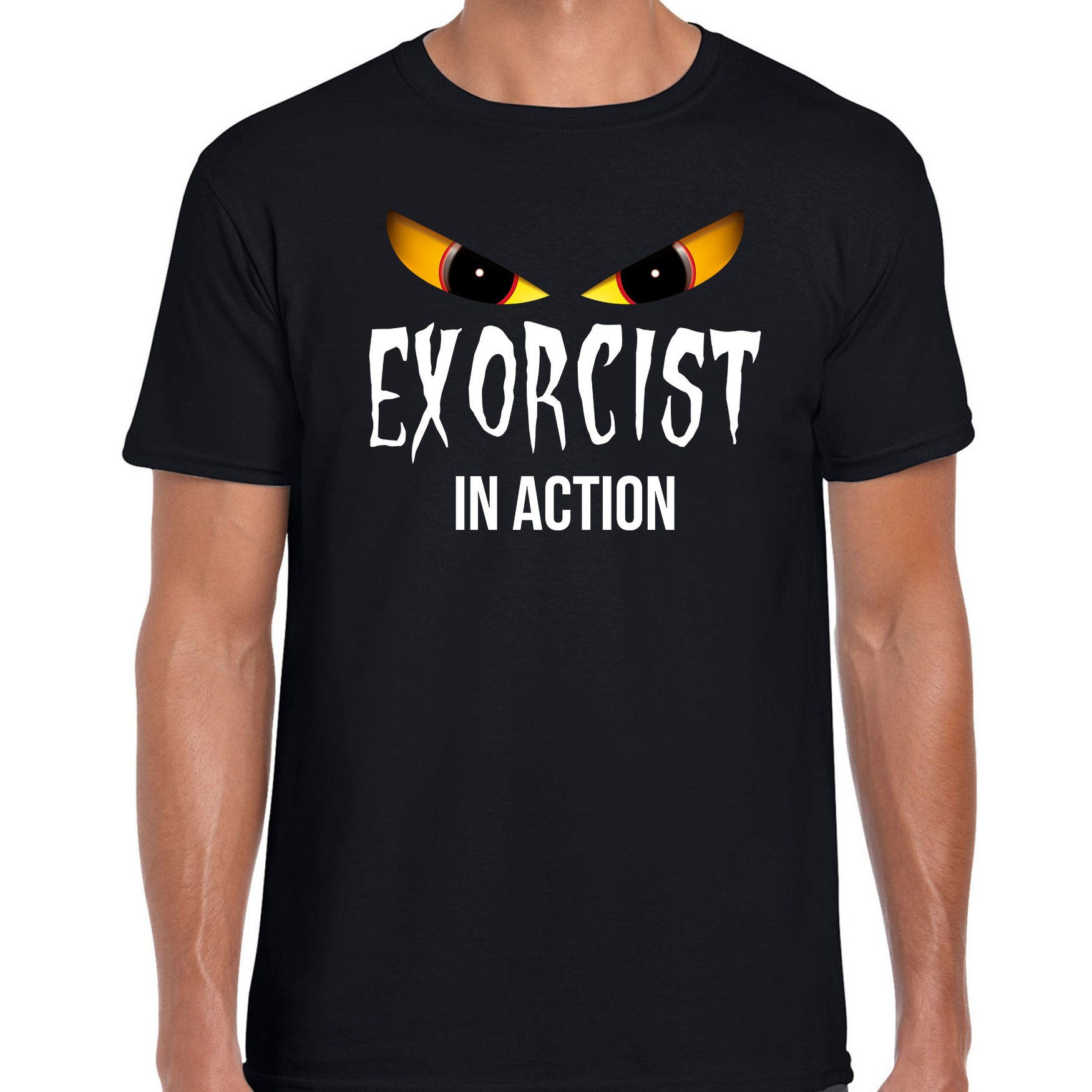 Exorcist in action halloween verkleed t-shirt zwart voor heren