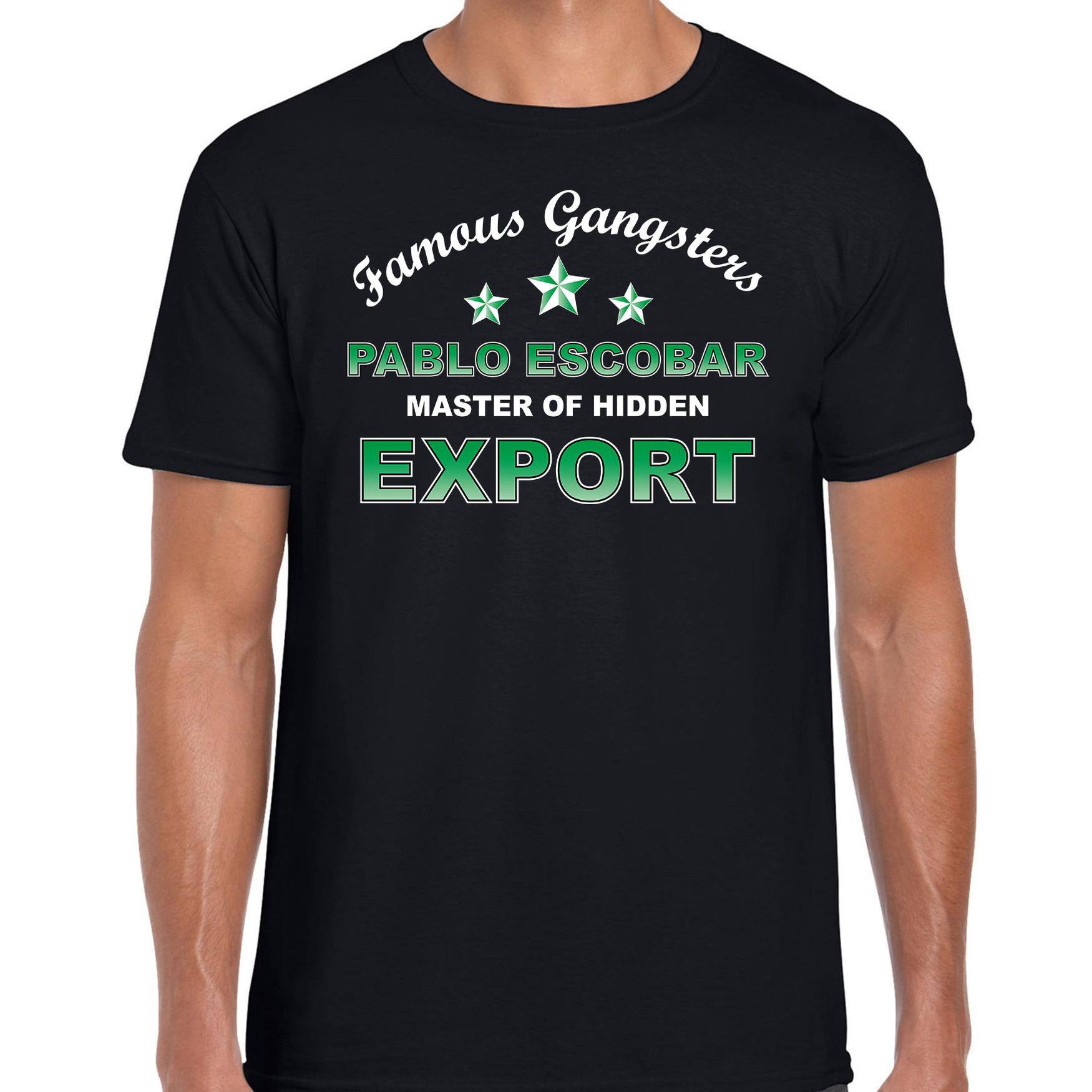 Famous gangsters Pablo Escobar tekst t-shirt-kostuum zwart heren