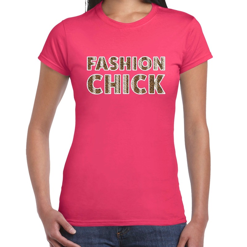 Fashion Chick slangen print tekst t-shirt roze dames