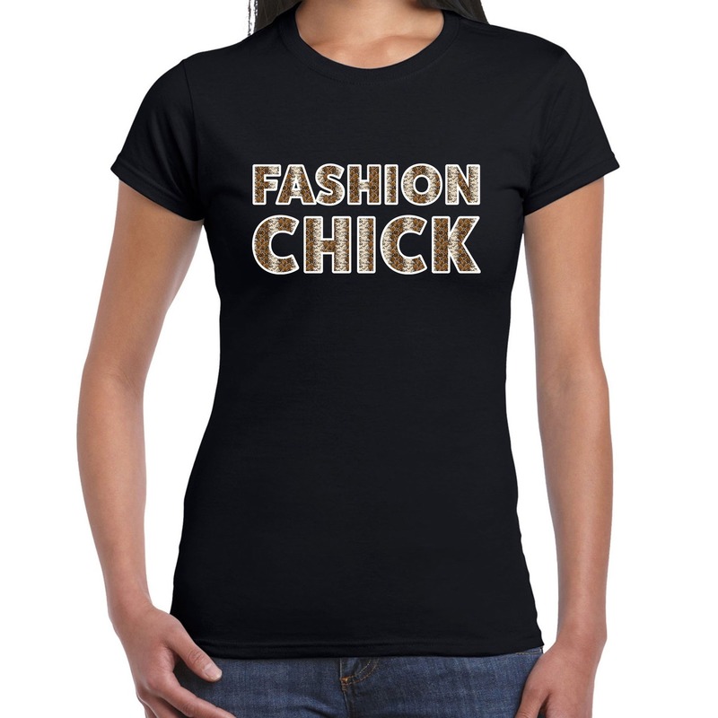 Fashion Chick slangen print tekst t-shirt zwart dames
