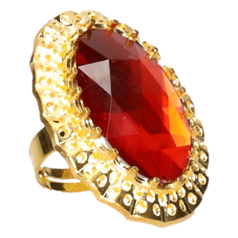 Feest Sinterklaasring verkleedaccessoire goud-rode verstelbare ring voor heren