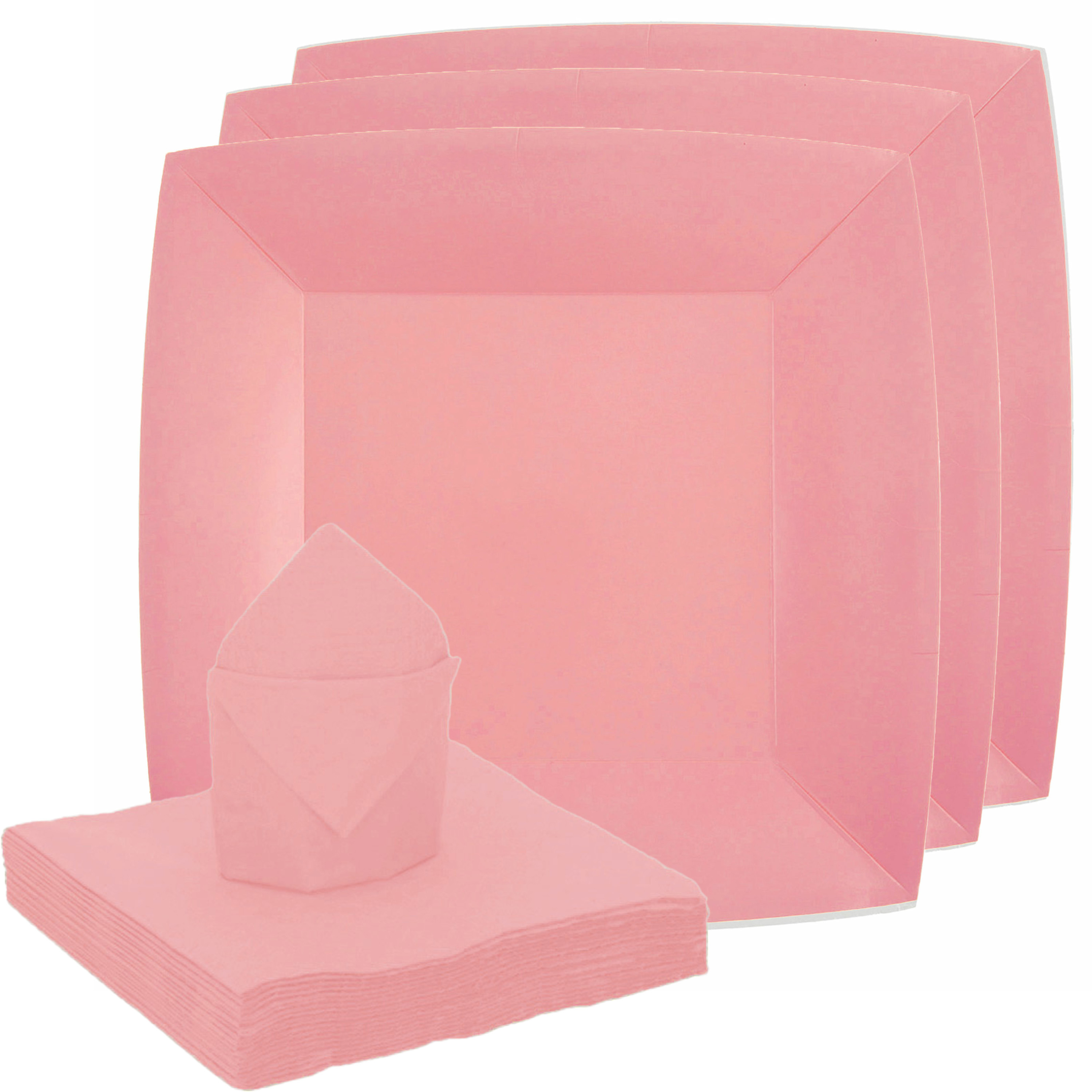 Feest-verjaardag servies set 10x bordjes-25x servetten roze karton