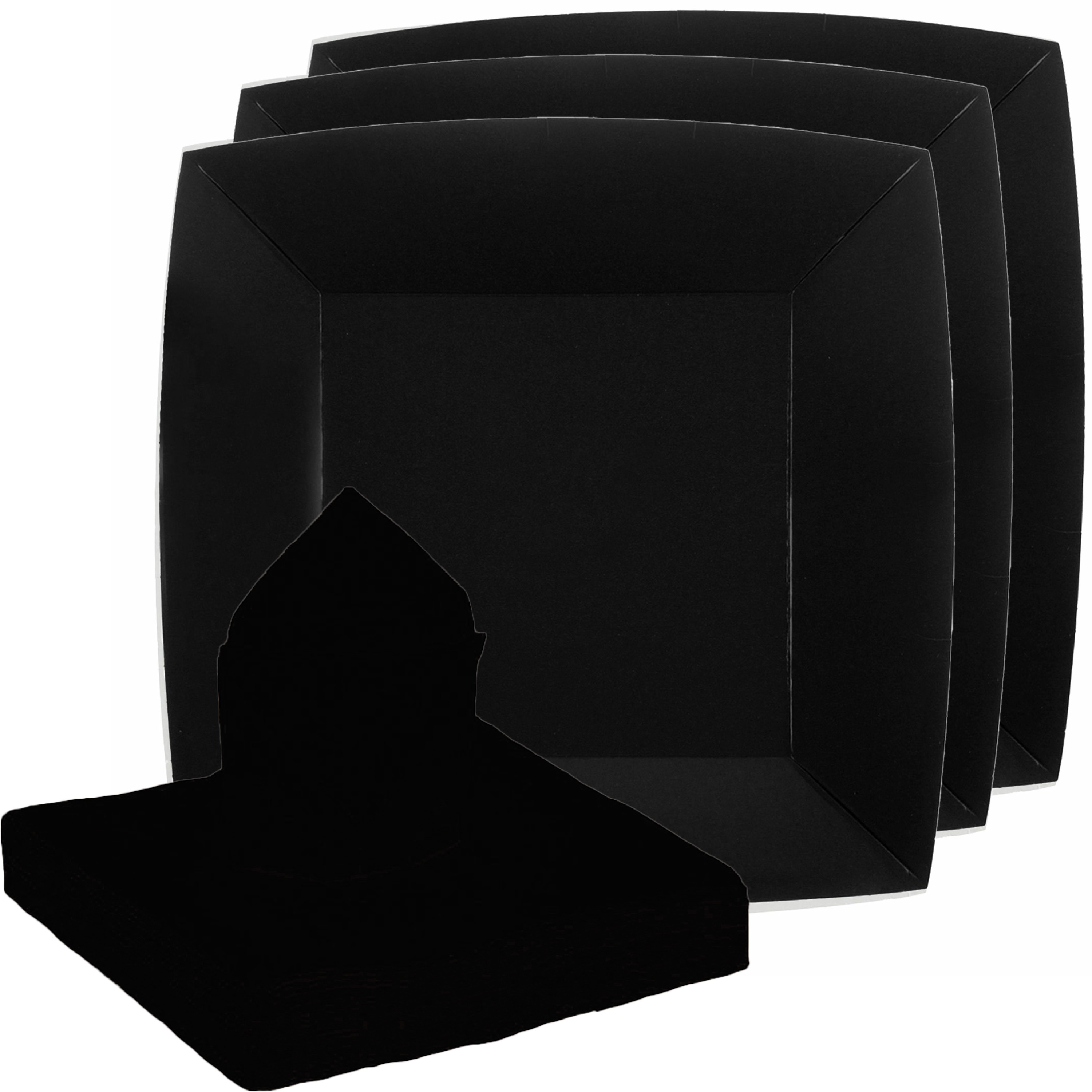 Feest-verjaardag servies set 10x bordjes-25x servetten zwart karton