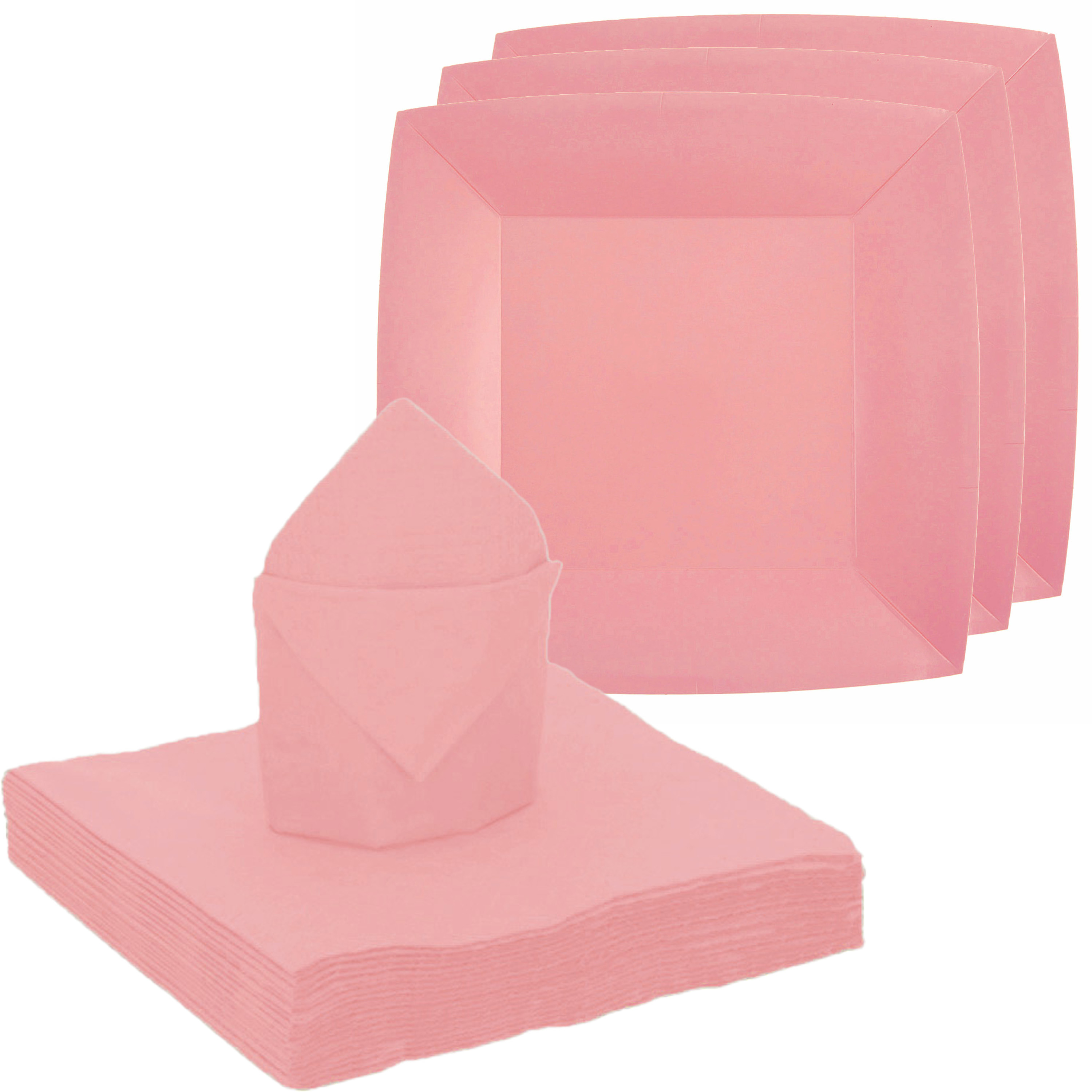 Feest-verjaardag servies set 10x gebaksbordjes-25x servetten roze karton