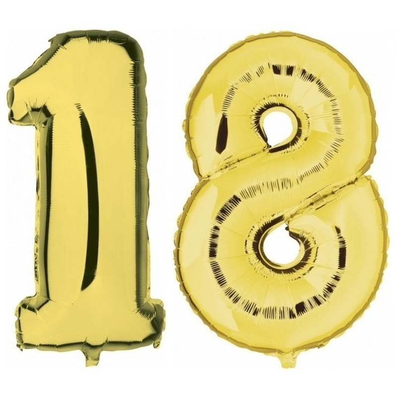 Feestartikelen gouden folie ballonnen 18 jaar decoratie