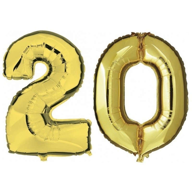 Feestartikelen gouden folie ballonnen 20 jaar decoratie