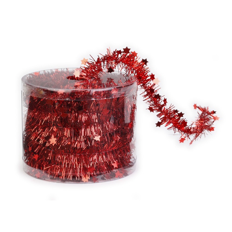 Feestversiering folie slinger rood dun 700 cm kunststof-plastic kerstversiering