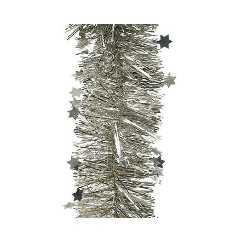 Feestversiering folie slinger sterretjes zilveren 10 x 270 cm kunststof-plastic feestversiering