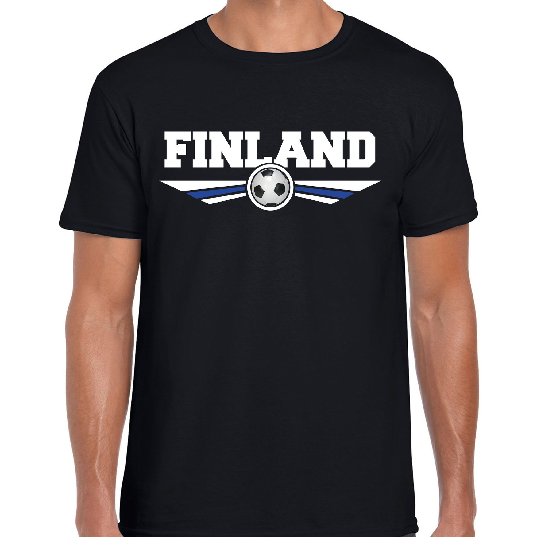 Finland landen-voetbal t-shirt zwart heren