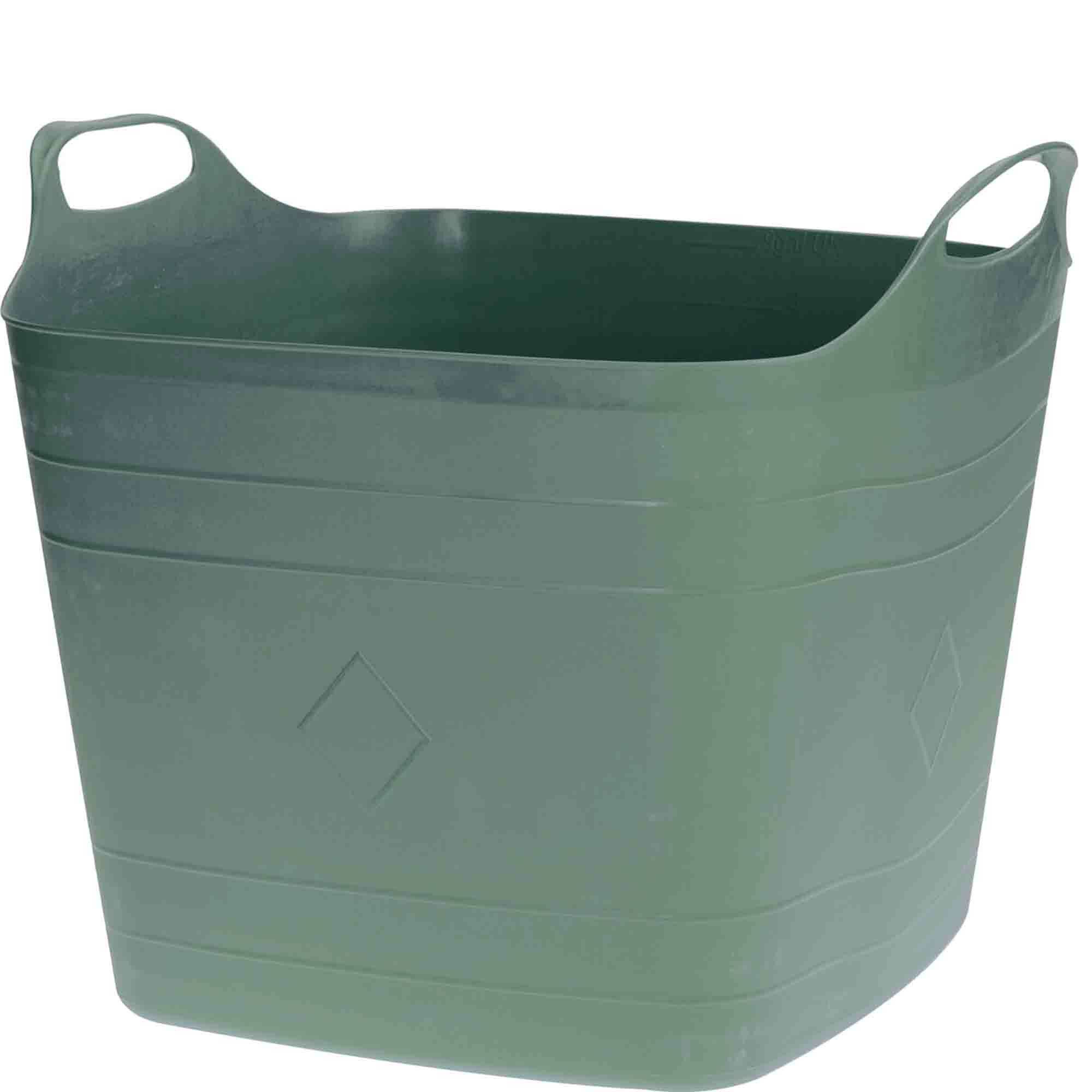 Flexibele kuip groen 40 liter vierkant kunststof emmer wasmand