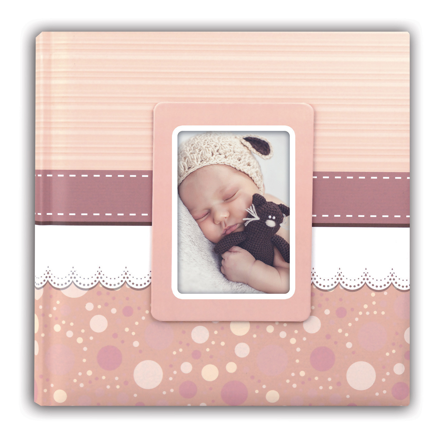 Fotoboek-fotoalbum Cinzia baby meisje met 30 paginas roze 31 x 31 x 3 cm