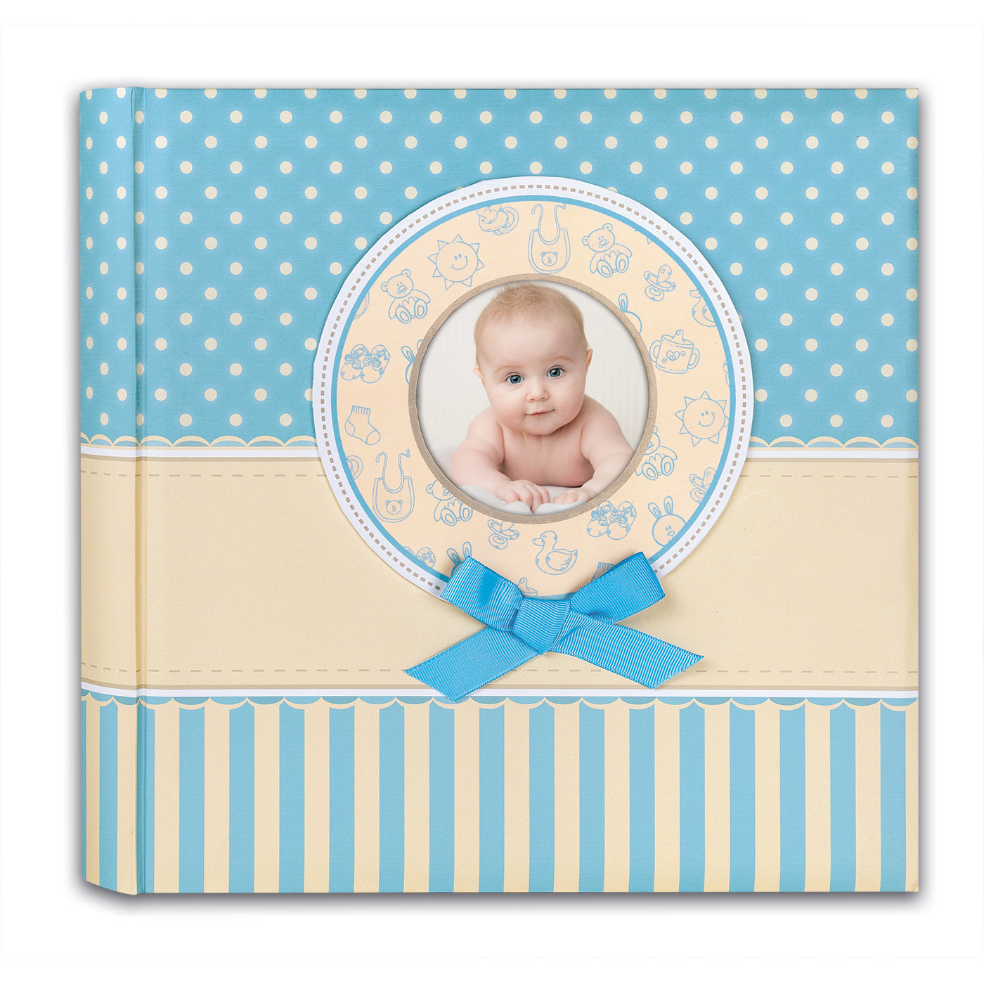 Fotoboek-fotoalbum Matilda baby jongetje met 30 paginas blauw 31 x 31 x 3,5 cm