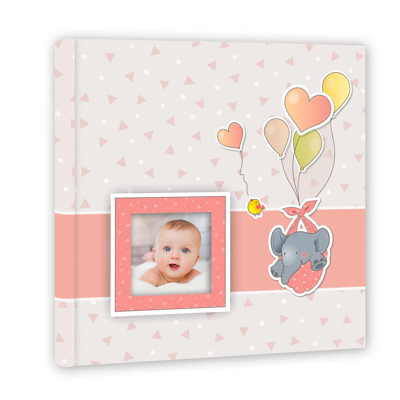 Fotoboek-fotoalbum Pierre baby meisje met 30 paginas roze 32 x 32 x 3,5 cm