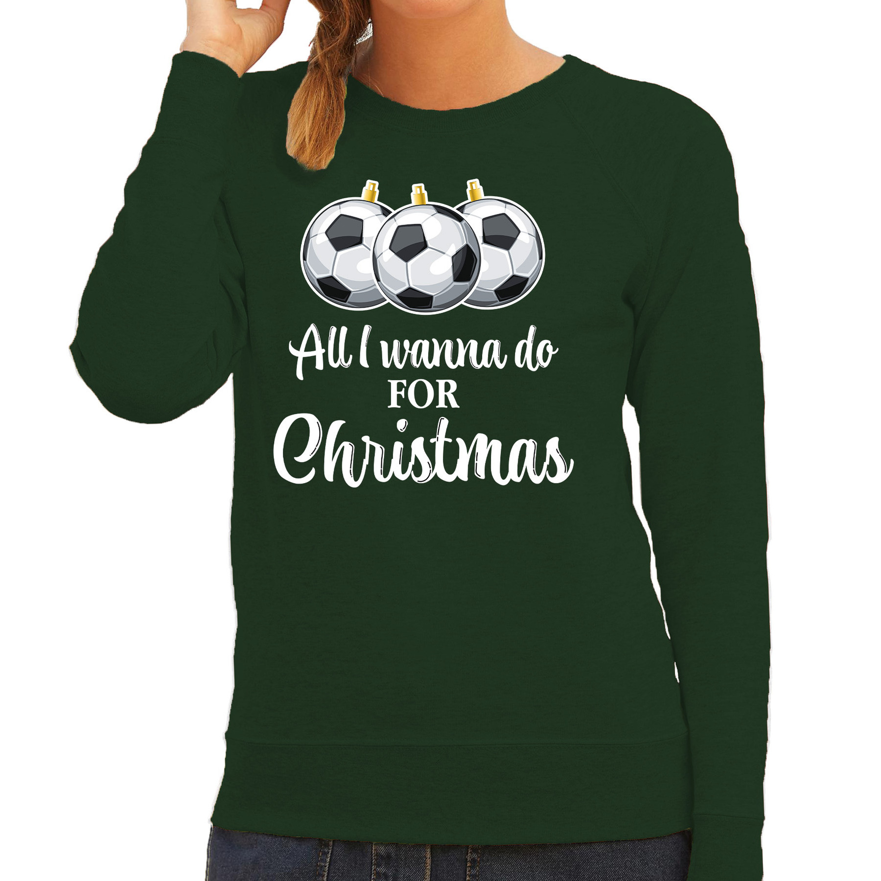 Foute voetbal Kersttrui-sweater Kerst groen voor dames