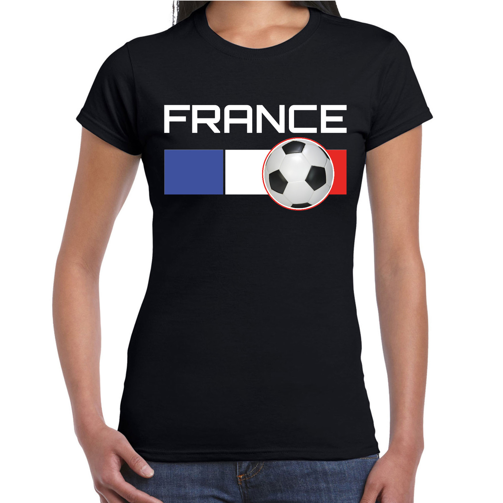 France-Frankrijk voetbal-landen t-shirt zwart dames