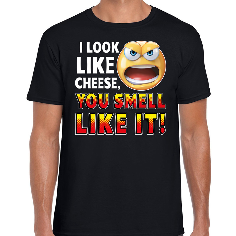 Funny emoticon t-shirt I look like cheese you smell like it zwar
