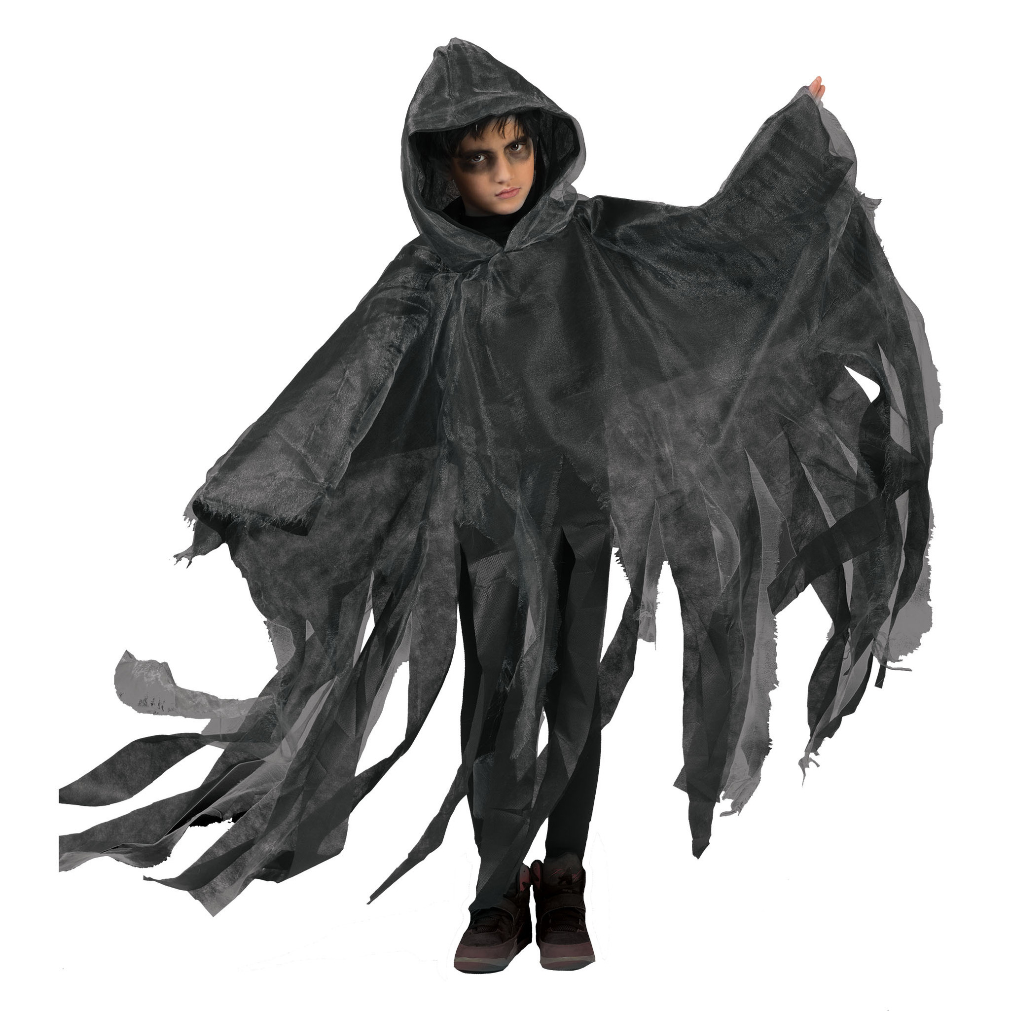 Funny Fashion Halloween verkleed cape-gewaad met kap Spook-geest Grijs Voor kinderen
