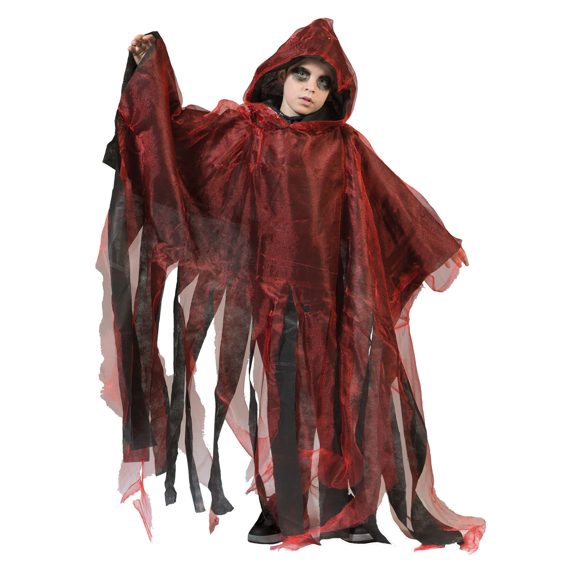 Funny Fashion Halloween verkleed cape-gewaad met kap Spook-geest Rood Voor kinderen