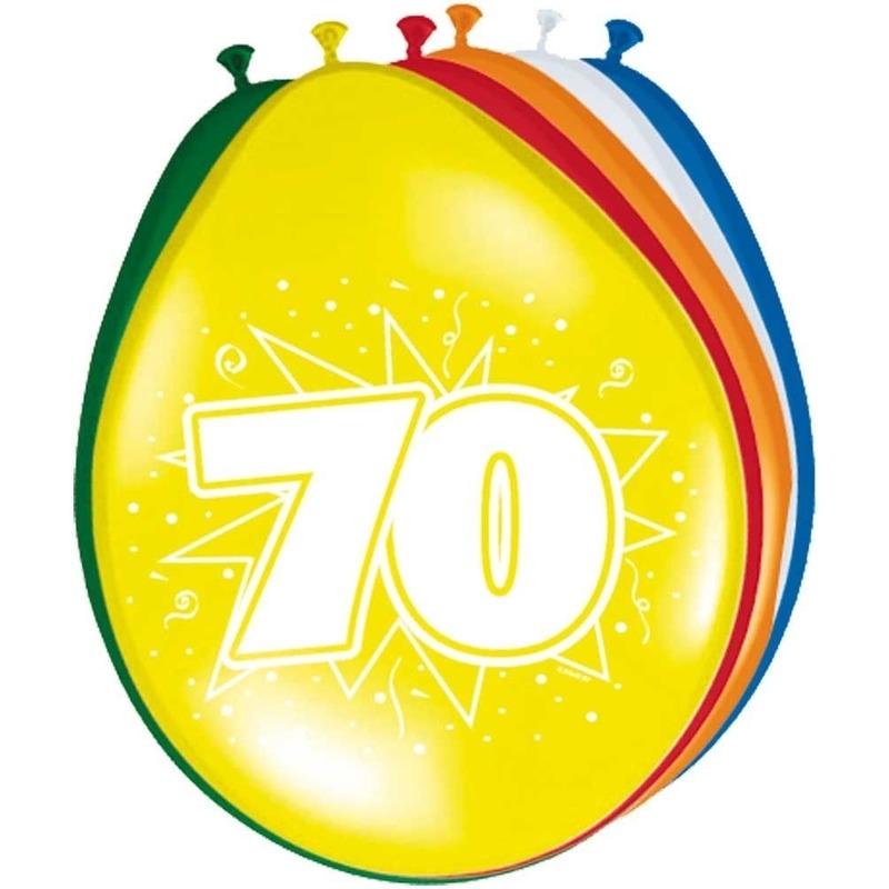 Gekleurde ballonnen 70 jaar 24x stuks