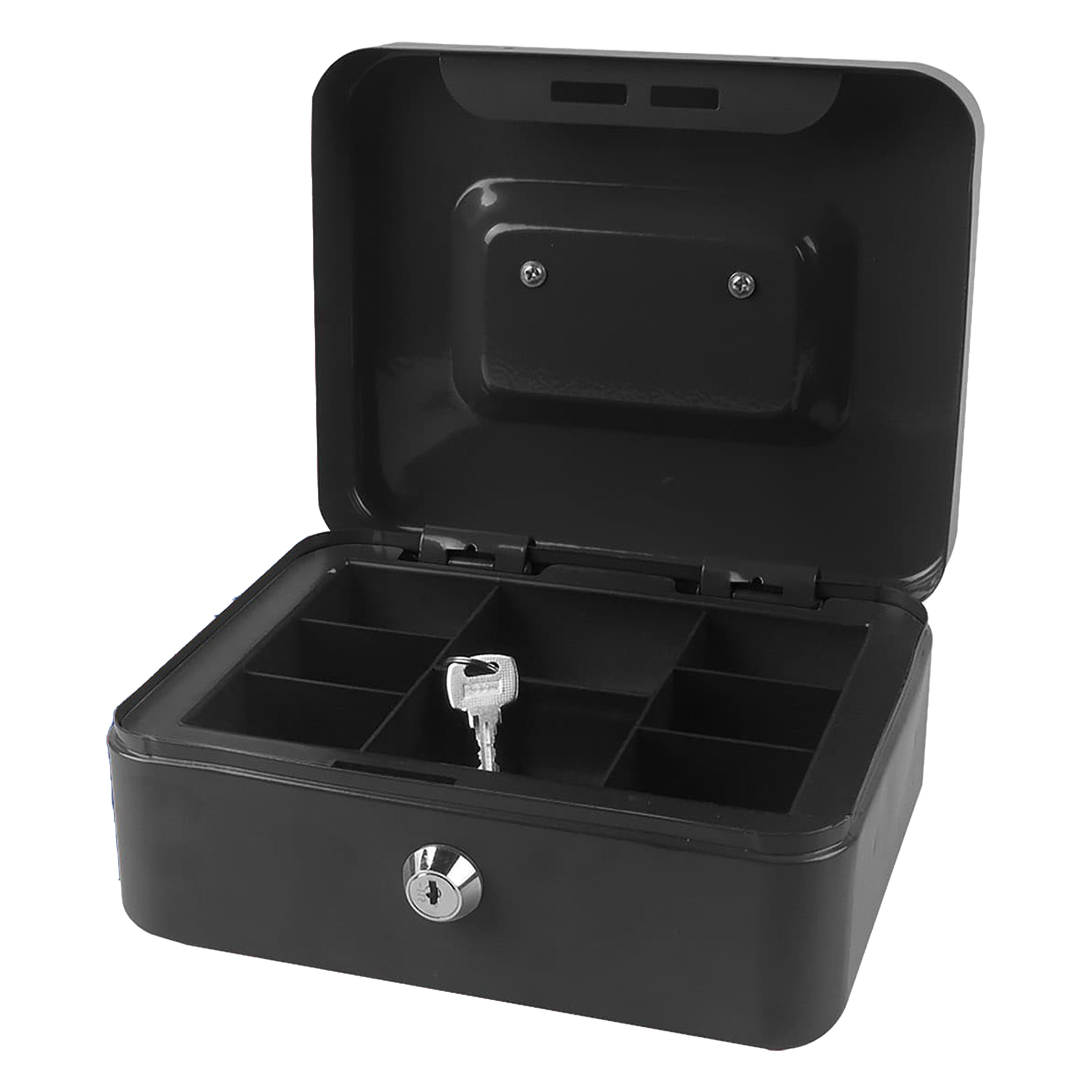 Geldkistje-kluisje met slot zwart 20 cm metaal incl 2 sleutels
