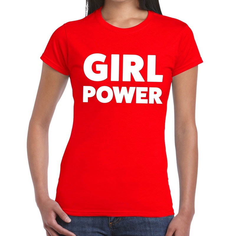 Girl Power tekst t-shirt rood dames