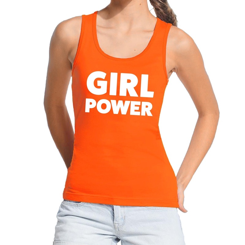 Girl Power tekst tanktop-mouwloos shirt oranje