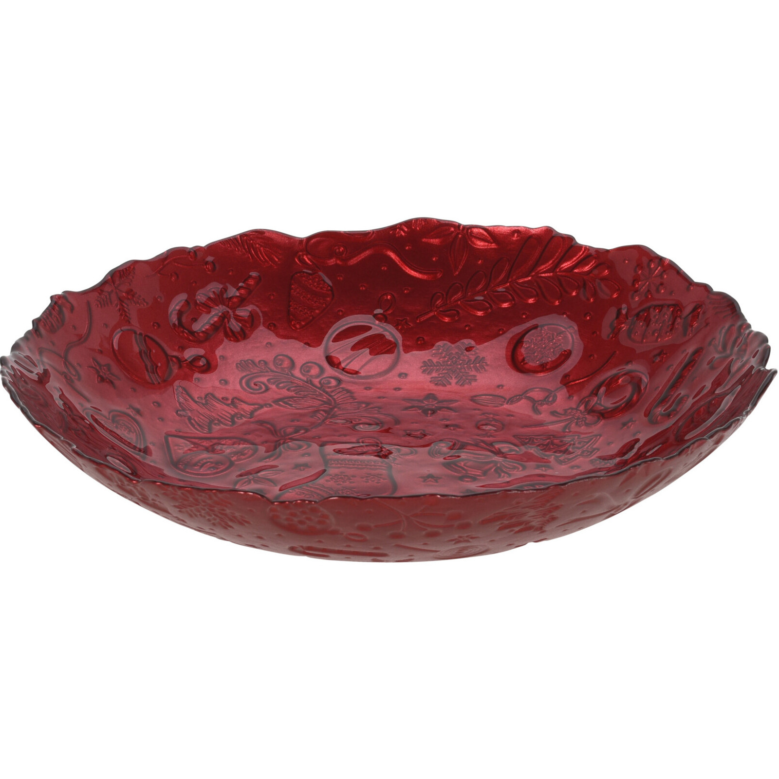 Glazen decoratie schaal-fruitschaal rood rond D30 x H6 cm