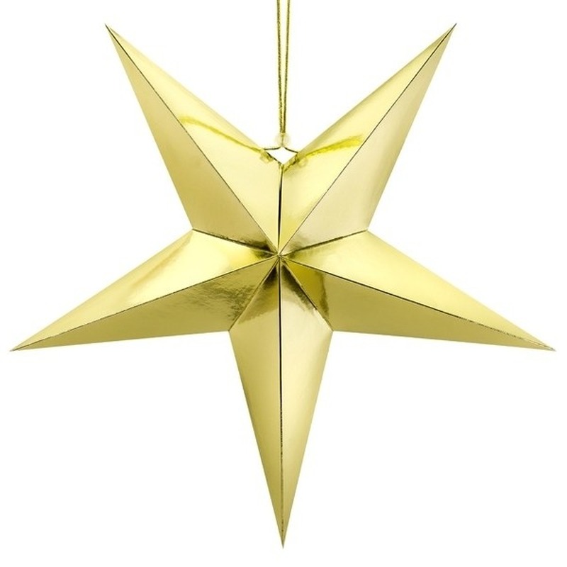 Gouden 5-puntige ster Kerst versiering decoratie 30 cm