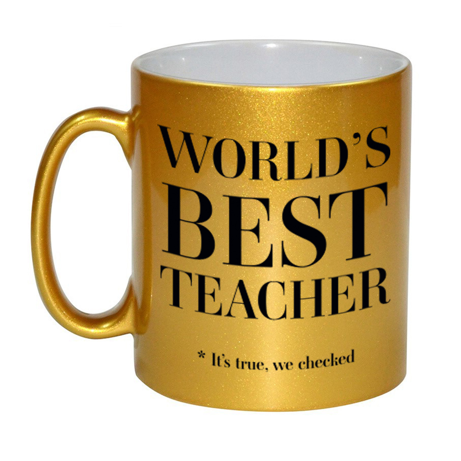Gouden Worlds best teacher cadeau koffiemok-theebeker 330 ml Cadeau mokken