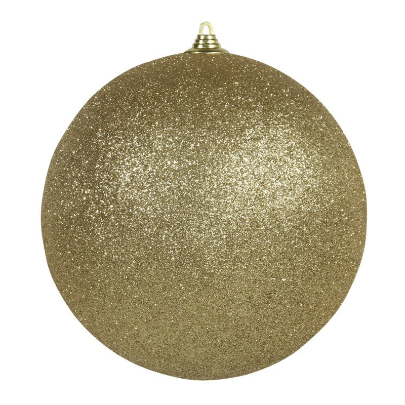Grote decoratie kerstbal goud glitters 18 cm kunststof kerstversiering