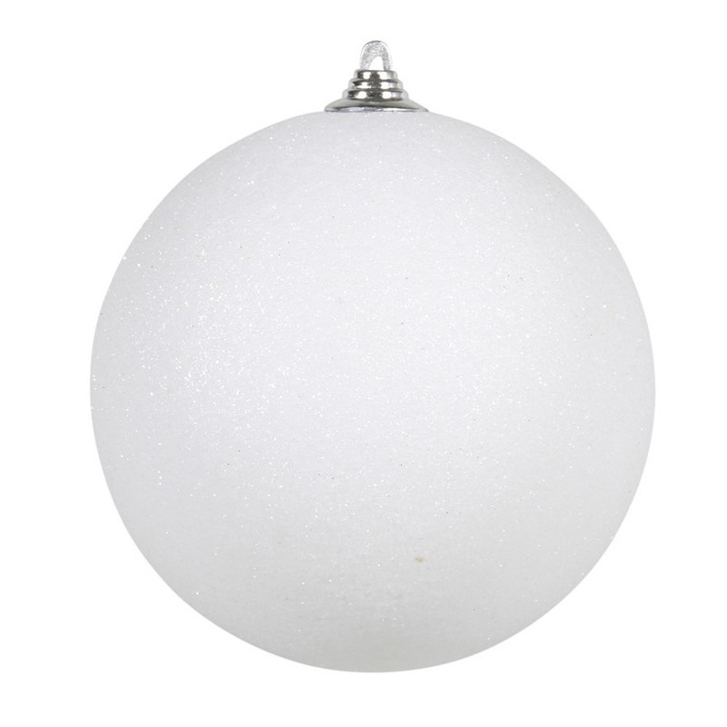 Grote decoratie kerstbal wit glitters 25 cm kunststof kerstversiering